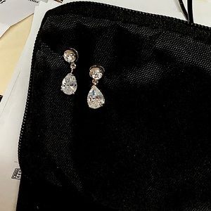 Sterling silver cz pear drops earrings